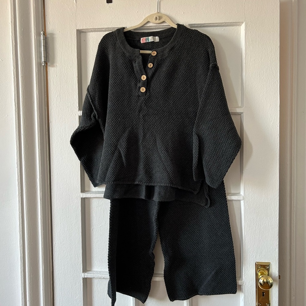 Free People Hailee Sweater & Pants Set — charcoal, size xs